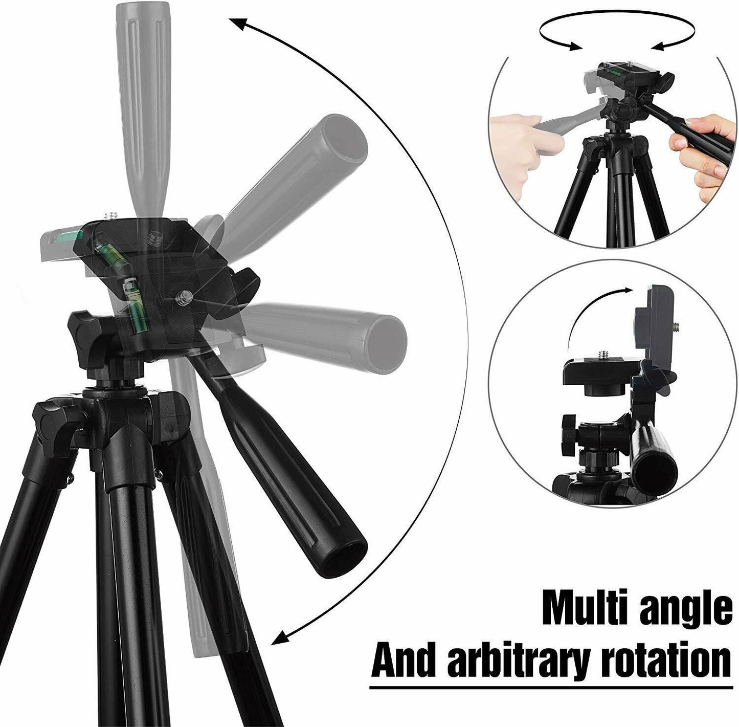 Lightweight Aluminium Tripod Telescopic Camera DSLR Stand with Phone Holder UK