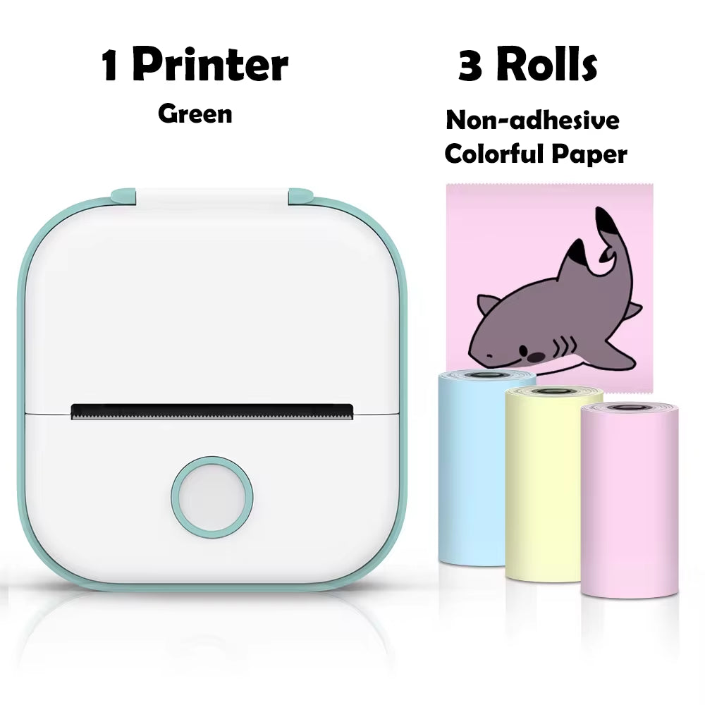 T02 Mini Printer Portable Printer Thermal Printing Sticker Wireless Inkless Pocket Printer Self-Adhesive Label Printer