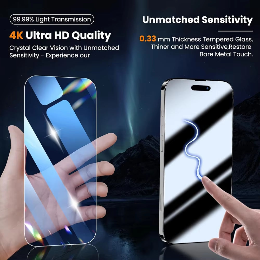 For  16 15 Pro Max Phone Case & Screen Glass for  16 15 14 13 Mini 12 11 Pro Transparent Case 16 plus Cover