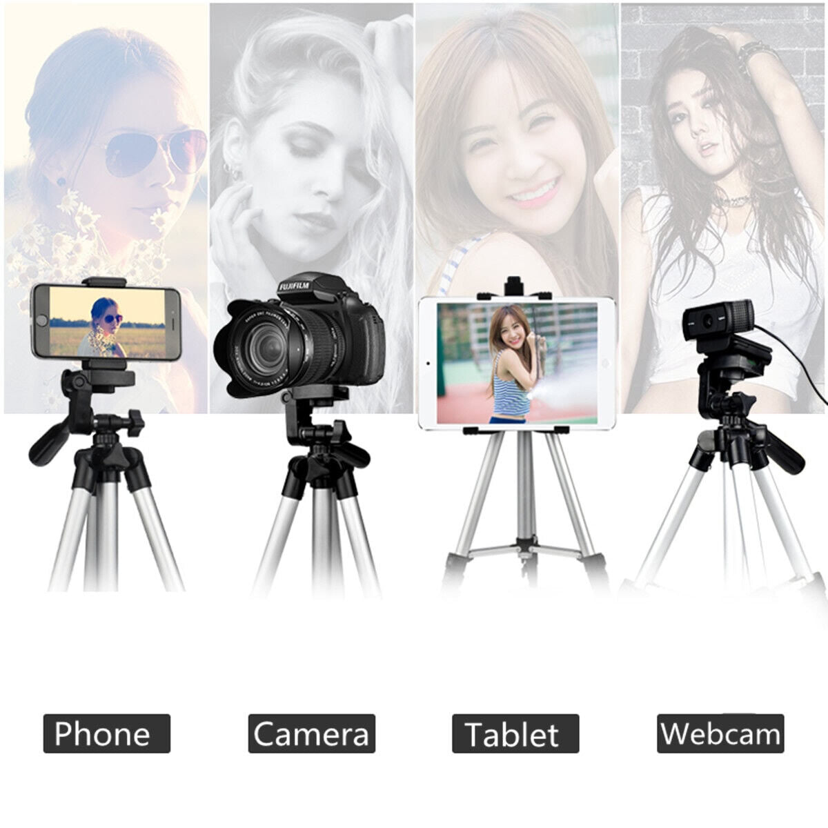 Lightweight Aluminium Tripod Telescopic Camera DSLR Stand with Phone Holder UK